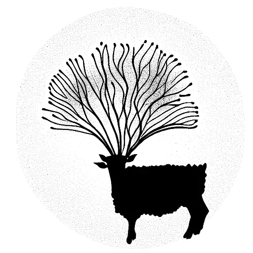Willow tree with icelandic sheep dog beside tattoo design idea