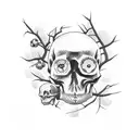 Tree with skull-shaped fruit tattoo design idea
