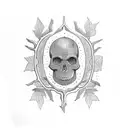 Tree with skull-shaped fruit tattoo design idea