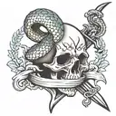 snake skull sword tattoo design idea