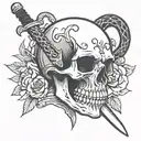 snake skull sword tattoo design idea
