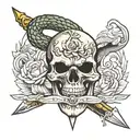 snake skull sword tattoo design idea