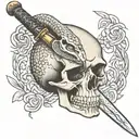 snake skull sword tattoo design idea