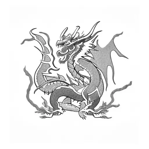 kintsugi dragon with wisteria flowers tattoo design idea