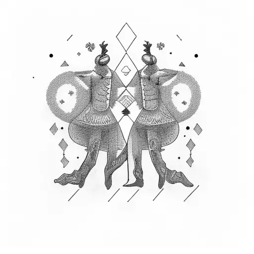 psilocybin father daughter dancing tattoo design idea