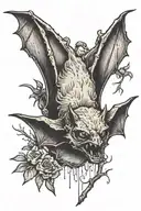 a bat hanging upside down from a tree tattoo design idea