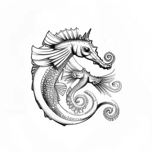 seahorse with wings, half horse, half fish tattoo design idea