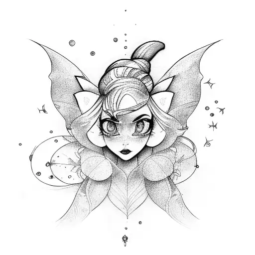 tinkerbell and periwinkle  tattoo design idea