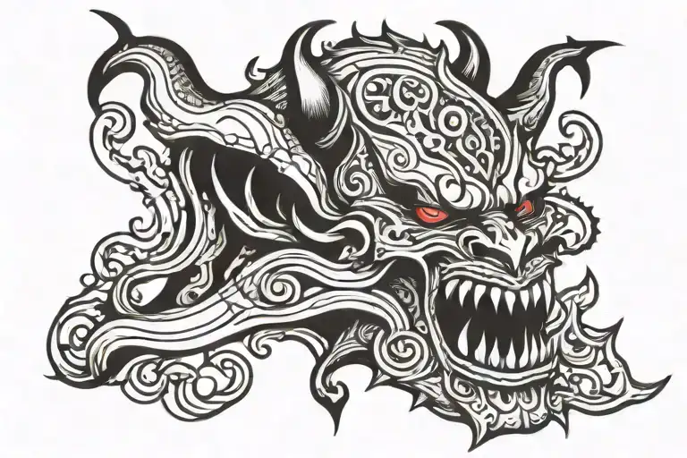 loved devil tattoo design idea
