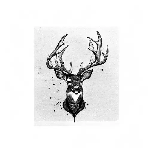side view of a deer with antlers that looks to the front horizontal placement tattoo design idea