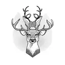 side view of a deer with antlers that looks to the front horizontal placement tattoo design idea