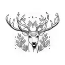 side view of a deer with antlers that looks to the front horizontal placement tattoo design idea