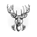 side view of a deer with antlers that looks to the front horizontal placement tattoo design idea