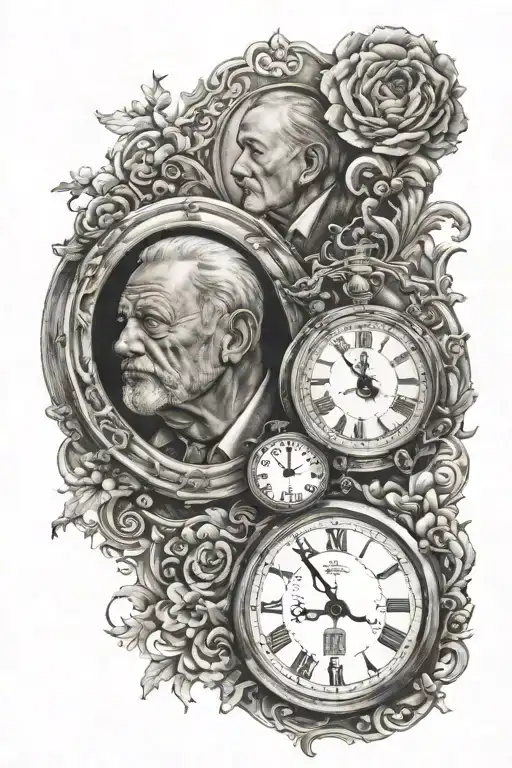 father mother and son time tattoo design idea