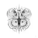  mariposa morpho helenor con la dualidad de la vida y la muerte.  tattoo design idea