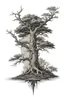 half dead tree tattoo design idea