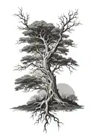 half dead tree tattoo design idea