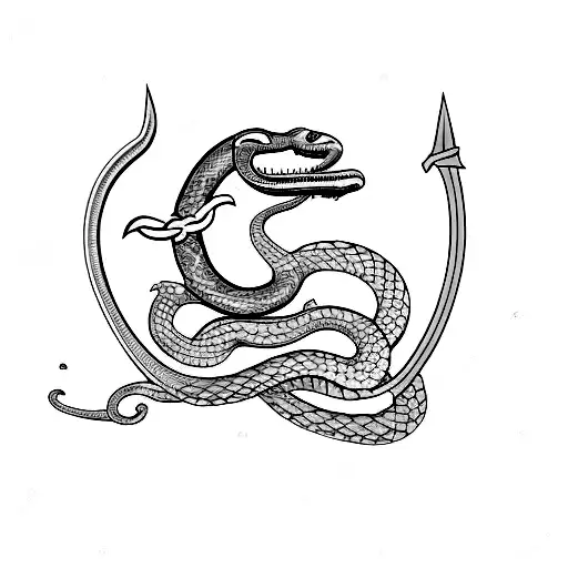 medieval sword with snake tattoo design idea