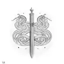 medieval sword with snake tattoo design idea