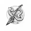 medieval sword with snake tattoo design idea