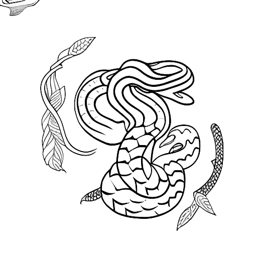 Butterfly and snake  tattoo design idea