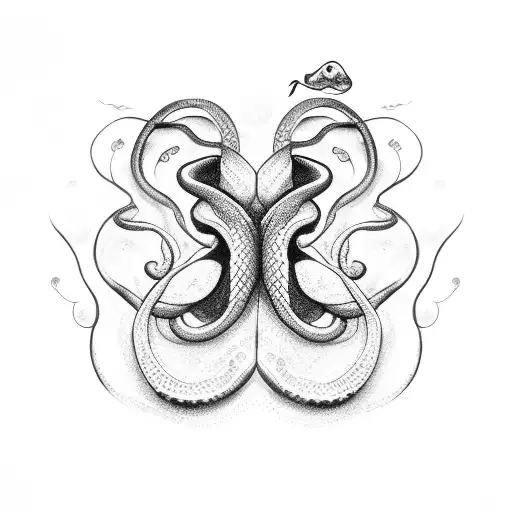 Snake butterfly  tattoo design idea
