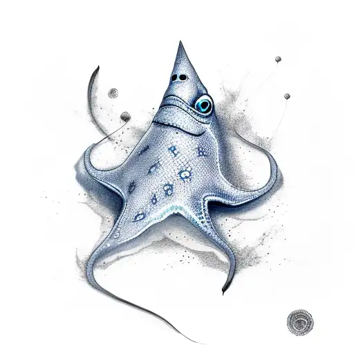 blue stingray and see tattoo design idea