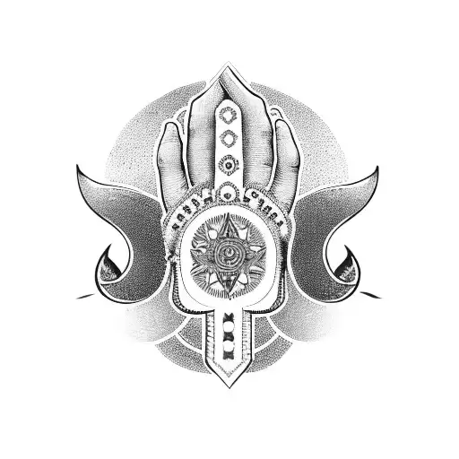 hamsa with chakras tattoo design idea