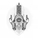 hamsa with chakras tattoo design idea