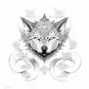 shamrock, moon wolf tattoo design idea