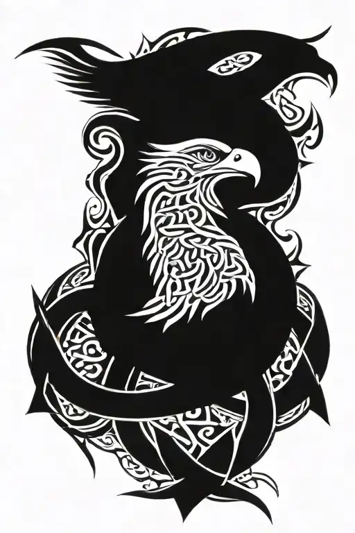 celtic trinity knot with eagle   tattoo design idea