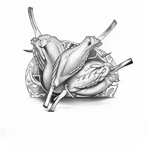 chicken wing with sauce tattoo design idea