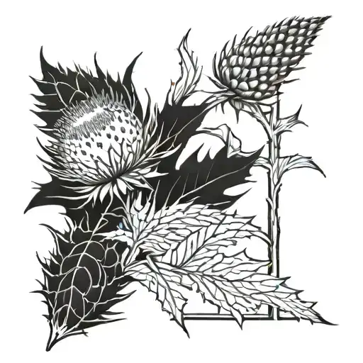 thistle and golden wattle tattoo design idea