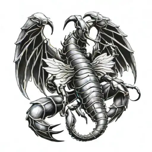 scorpion with wings wrapped tattoo design idea