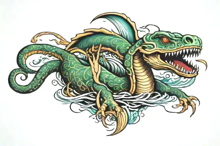 loch ness monster tattoo design idea