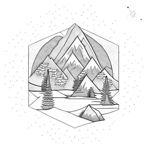 mountain scene butters from south park tattoo design idea
