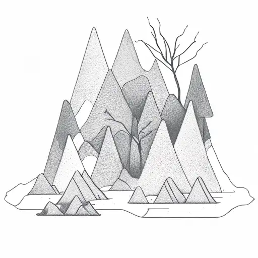 State of Oregon, minimalist mountains, some small flowers tattoo design idea