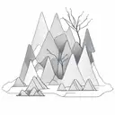 State of Oregon, minimalist mountains, some small flowers tattoo design idea