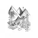 State of Oregon, minimalist mountains, some small flowers tattoo design idea