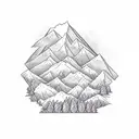 State of Oregon, minimalist mountains, some small flowers tattoo design idea
