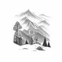 State of Oregon, minimalist mountains, some small flowers tattoo design idea