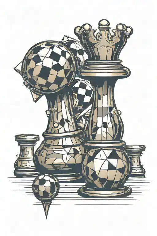 chess pawn, number 5, soccer ball, poker, gallery, playstation tattoo design idea