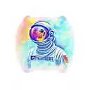 Lone Ranger Astronaut floating in a psychedelic space background tattoo design idea