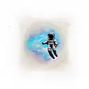 Lone Ranger Astronaut floating in a psychedelic space background tattoo design idea