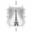 Eiffel tower with a banner consisting of roman numerals of the date May 13th 2018  tattoo design idea