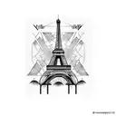 Eiffel tower with a banner consisting of roman numerals of the date May 13th 2018  tattoo design idea