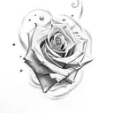 red roses with the word Leonard street 3 tattoo design idea