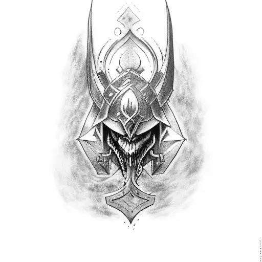 Design a tattoo sleeve. It looks like daedric armor from the game elder scrolls oblivion  tattoo design idea