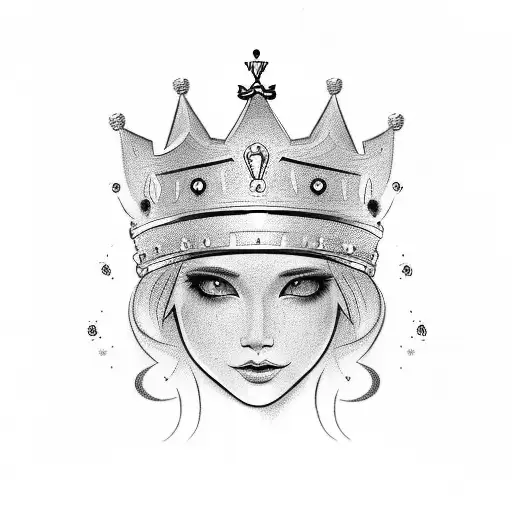 Tattoo design of 5-6cm, with the meaning of being your own queen, including a crown and the English letter "B". no peopl tattoo design idea
