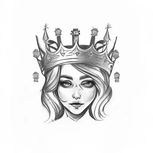 Tattoo design of 5-6cm, with the meaning of being your own queen, including a crown and the English letter "B". tattoo design idea